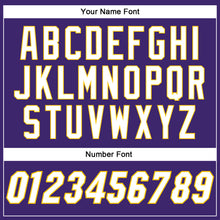 Load image into Gallery viewer, Custom Purple White-Gold Authentic Baseball Jersey