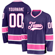 Load image into Gallery viewer, Custom Purple White-Pink Hockey Jersey