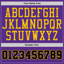 Load image into Gallery viewer, Custom Stitched Purple Black Pinstripe Black-Gold Sports Pullover Sweatshirt Hoodie