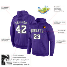 Load image into Gallery viewer, Custom Stitched Purple Black Pinstripe White-Gray Sports Pullover Sweatshirt Hoodie