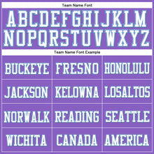 Load image into Gallery viewer, Custom Purple White-Light Blue Stitched Cuffed Knit Hat