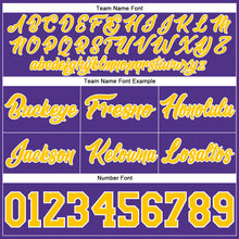 Load image into Gallery viewer, Custom Purple Gold-White Authentic Throwback Basketball Shorts