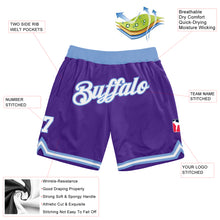 Load image into Gallery viewer, Custom Purple White-Light Blue Authentic Throwback Basketball Shorts