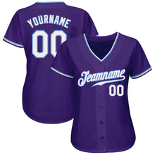 Load image into Gallery viewer, Custom Purple White-Light Blue Authentic Baseball Jersey