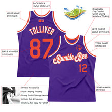 Load image into Gallery viewer, Custom Purple Orange-White Authentic Throwback Basketball Jersey