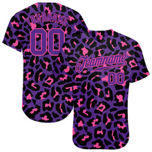 Load image into Gallery viewer, Custom Purple Purple-Pink 3D Pattern Design Leopard Authentic Baseball Jersey