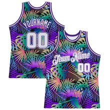 Load image into Gallery viewer, Custom Purple White-Purple 3D Pattern Tropical Hawaii Plants Authentic Basketball Jersey