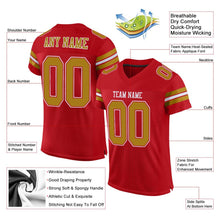 Load image into Gallery viewer, Custom Red Old Gold-White Mesh Authentic Football Jersey - Fcustom