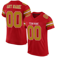 Load image into Gallery viewer, Custom Red Old Gold-White Mesh Authentic Football Jersey - Fcustom