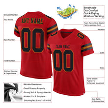 Load image into Gallery viewer, Custom Red Black-Old Gold Mesh Authentic Football Jersey - Fcustom