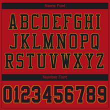Load image into Gallery viewer, Custom Red Black-Old Gold Mesh Authentic Football Jersey - Fcustom