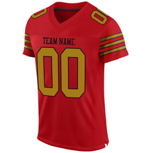 Load image into Gallery viewer, Custom Red Old Gold-Black Mesh Authentic Football Jersey - Fcustom