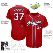 Load image into Gallery viewer, Custom Red White-Navy Authentic Baseball Jersey