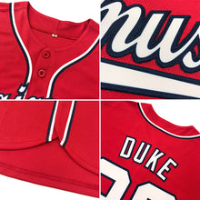 Load image into Gallery viewer, Custom Red White-Navy Authentic Baseball Jersey