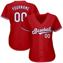 Load image into Gallery viewer, Custom Red White-Royal Authentic Baseball Jersey