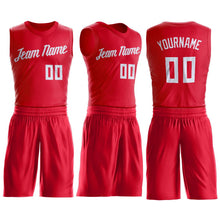 Load image into Gallery viewer, Custom Red White Round Neck Suit Basketball Jersey - Fcustom