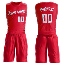 Load image into Gallery viewer, Custom Red White Round Neck Suit Basketball Jersey - Fcustom