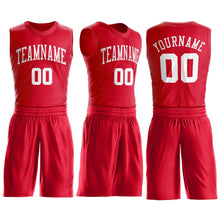 Load image into Gallery viewer, Custom Red White Round Neck Suit Basketball Jersey - Fcustom