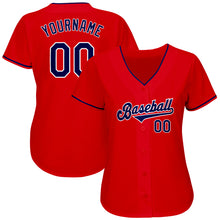 Load image into Gallery viewer, Custom Red Navy-White Authentic Baseball Jersey