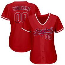 Load image into Gallery viewer, Custom Red Red-Navy Authentic Baseball Jersey