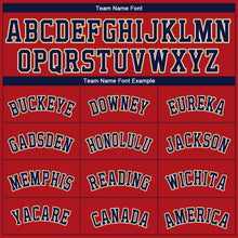 Load image into Gallery viewer, Custom Red Navy-Old Gold Authentic Baseball Jersey