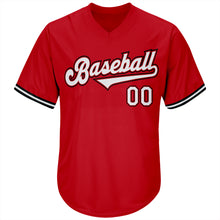 Load image into Gallery viewer, Custom Red White-Black Authentic Throwback Rib-Knit Baseball Jersey Shirt