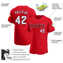 Load image into Gallery viewer, Custom Red White-Navy Authentic Baseball Jersey
