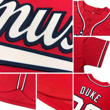 Load image into Gallery viewer, Custom Red Navy-Old Gold Authentic Baseball Jersey