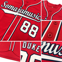 Load image into Gallery viewer, Custom Red Red-Navy Authentic Baseball Jersey