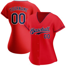 Load image into Gallery viewer, Custom Red Navy-White Authentic Baseball Jersey