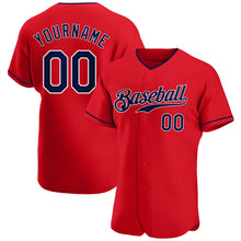 Load image into Gallery viewer, Custom Red Navy-White Authentic Baseball Jersey