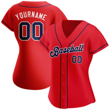 Load image into Gallery viewer, Custom Red Navy-White Authentic Baseball Jersey