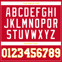 Load image into Gallery viewer, Custom Red White-Gold Round Neck Rib-Knit Basketball Jersey