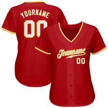 Load image into Gallery viewer, Custom Red White-Gold Authentic Baseball Jersey