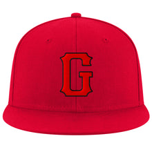 Load image into Gallery viewer, Custom Red Red-Black Stitched Adjustable Snapback Hat