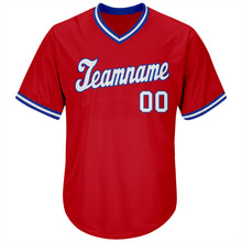 Load image into Gallery viewer, Custom Red White-Royal Authentic Throwback Rib-Knit Baseball Jersey Shirt