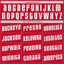 Load image into Gallery viewer, Custom Red White-Gold Authentic Throwback Rib-Knit Baseball Jersey Shirt