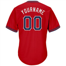 Load image into Gallery viewer, Custom Red Navy-White Authentic Throwback Rib-Knit Baseball Jersey Shirt