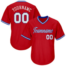Load image into Gallery viewer, Custom Red White-Royal Authentic Throwback Rib-Knit Baseball Jersey Shirt