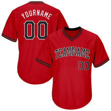 Load image into Gallery viewer, Custom Red Black-White Authentic Throwback Rib-Knit Baseball Jersey Shirt