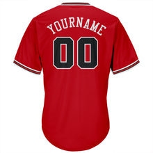 Load image into Gallery viewer, Custom Red Black-White Authentic Throwback Rib-Knit Baseball Jersey Shirt