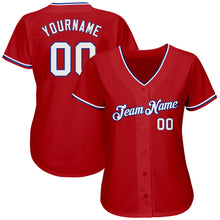 Load image into Gallery viewer, Custom Red White-Royal Authentic Baseball Jersey
