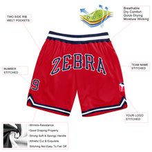 Load image into Gallery viewer, Custom Red Navy-White Authentic Throwback Basketball Shorts
