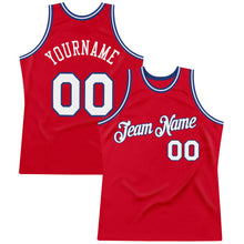 Load image into Gallery viewer, Custom Red White-Royal Authentic Throwback Basketball Jersey