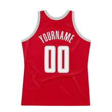 Load image into Gallery viewer, Custom Red White-Gray Authentic Throwback Basketball Jersey