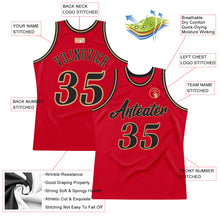 Load image into Gallery viewer, Custom Red Black-Old Gold Authentic Throwback Basketball Jersey