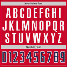 Load image into Gallery viewer, Custom Red Navy-White Authentic Throwback Basketball Jersey