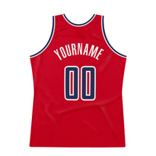 Load image into Gallery viewer, Custom Red Navy-White Authentic Throwback Basketball Jersey