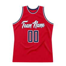 Load image into Gallery viewer, Custom Red Navy-White Authentic Throwback Basketball Jersey