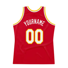 Load image into Gallery viewer, Custom Red White-Gold Authentic Throwback Basketball Jersey